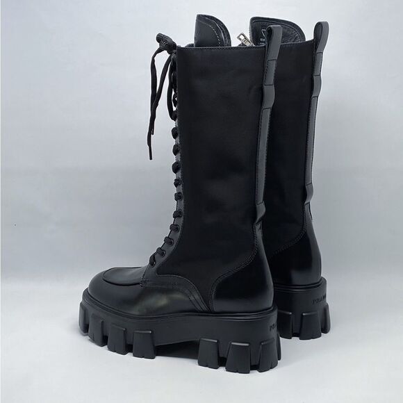 Prada Lug-Sole Tall Leather Combat Boots size 35 - Picture 8 of 16